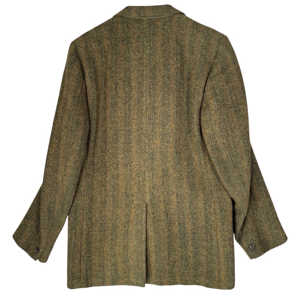 Vintage Harris Tweed Blazer Sport Coat Green Striped Grandpa Classic ~42 - Picture 2 of 6